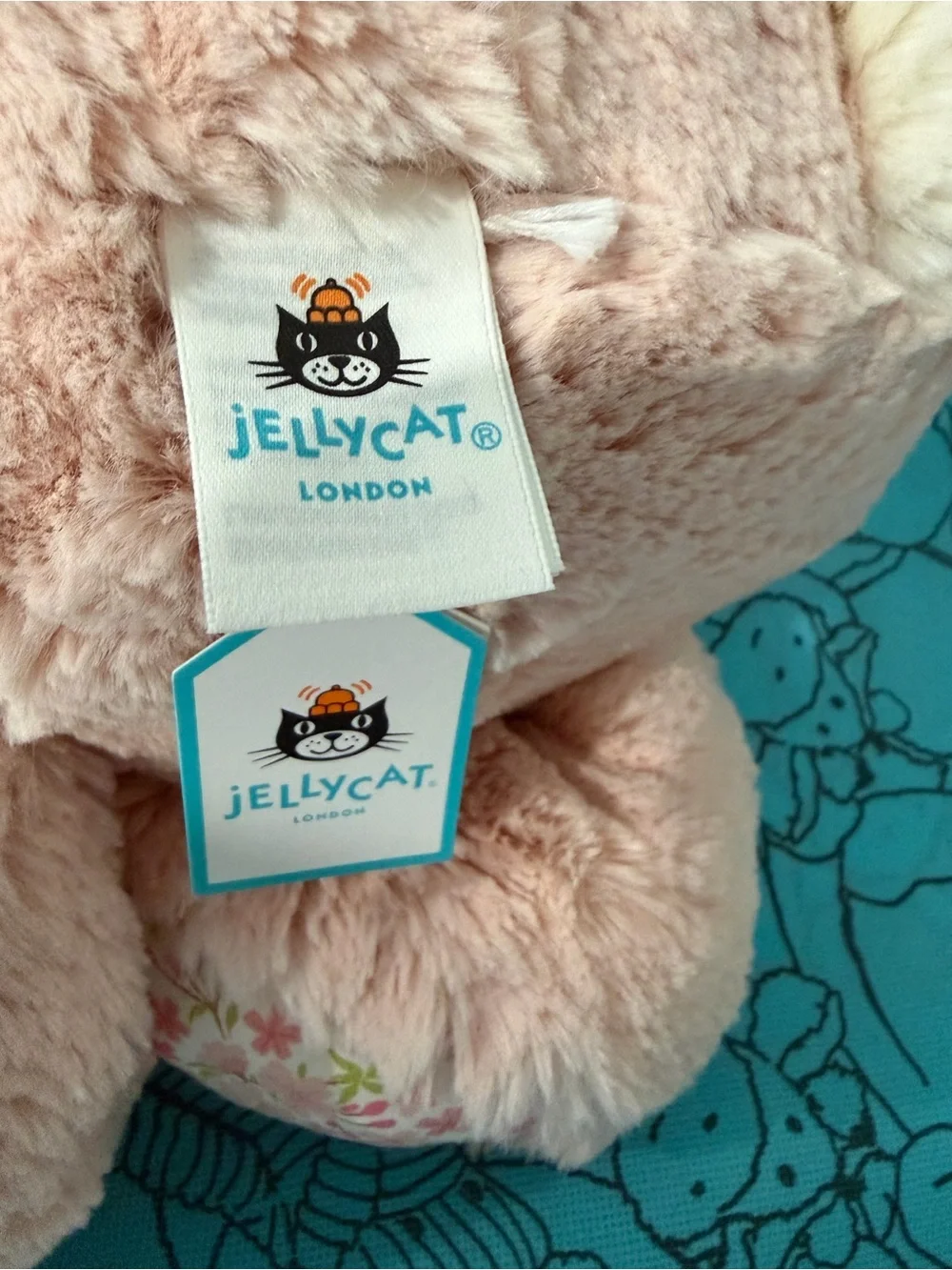 AUTHENTIC❗️Jellycat HUGE blossom blush bunny cherry BIG 20”- NWT- Dust Bag